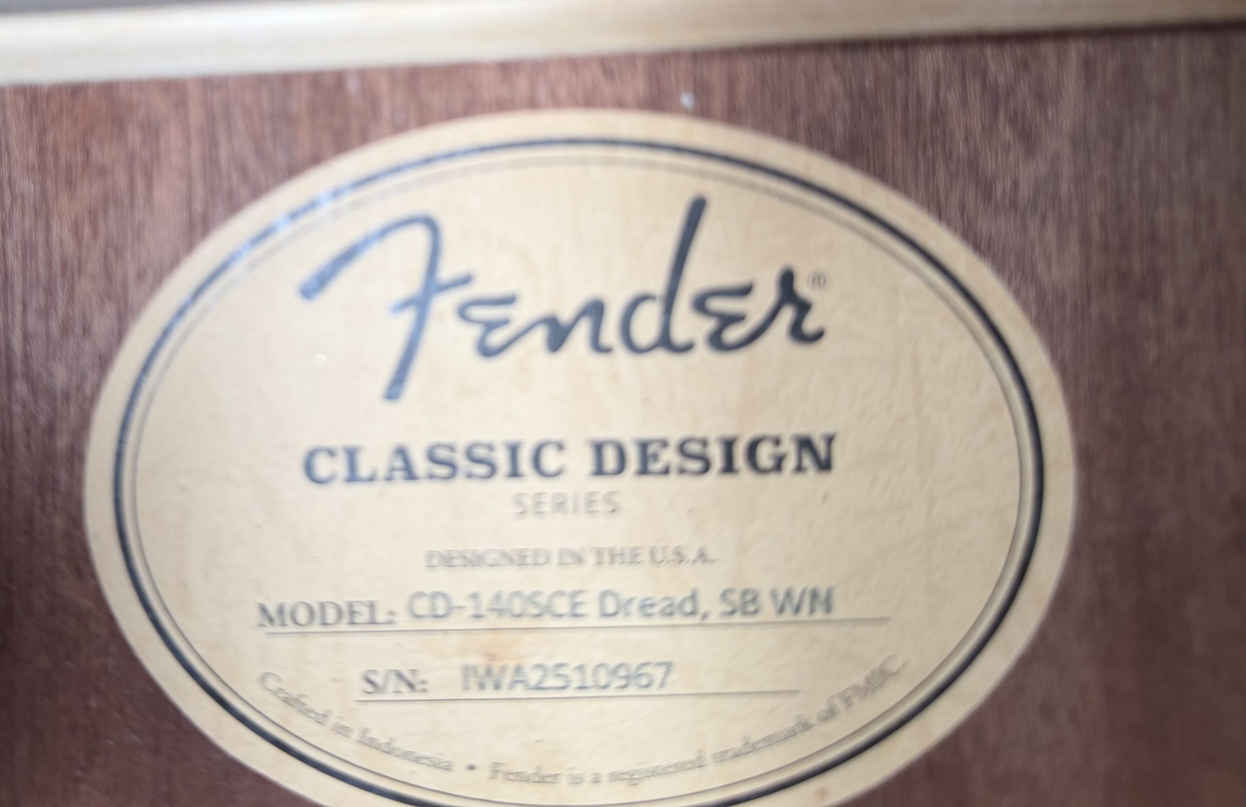 Fender CD-140SCE Dreadnought Electro Acoustic Guitar - Image 5